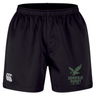The Zionsville Rugby Club Professional Short 2.0 by EMB Canterbury features a black design with “Zionsville Rugby Est. 2003” and an eagle logo on the left leg, complemented by a white Canterbury logo on the right leg. Crafted for durability, these sports shorts deliver optimal comfort and performance, making them ideal for both training sessions and match days.