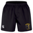 The Spartan Youth Rugby Professional Short 2.0 by EMB Canterbury features an elastic waistband, white Canterbury logo on the left leg, yellow Spartan Youth Rugby logo on the right, and offers durability for active youth.