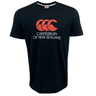 Black Canterbury of New Zealand Logo T-Shirt by Canterbury with a red Canterbury logo and text on the front, offering a comfortable fit.
