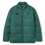 Stay warm and stylish with the Ireland 26 Puffer Jacket by Canterbury. This insulated jacket features the IRFU logo and Canterbury branding on the chest, a front zipper closure, and two side pockets—perfect for any Ireland Rugby fan.