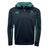 A black and teal Ireland Training Hoodie 24 by Canterbury, featuring the IRFU and Canterbury logos on the front, crafted from high-quality polyester.