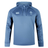 The Ireland Training Hoodie 24 by Canterbury is a blue hoodie featuring a white clover emblem and the text "IRFU" on the left chest, complemented by a white logo on the right chest. This durable polyester hoodie is crafted by Canterbury.