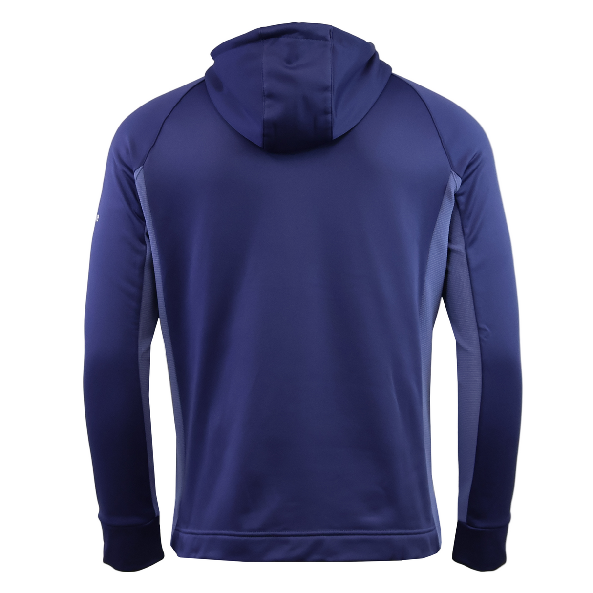 A back view of the Ireland 25/26 Training Hoodie by Canterbury, a long-sleeve navy blue rugby hoodie with a smooth finish and slightly lighter side panels.