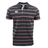 The Canterbury CCC Stripe Polo by Canterbury boasts a black short-sleeved design adorned with red, white, and gray horizontal stripes. It features a rib knit collar and a small logo on the chest. Crafted from 100% cotton, it ensures ultimate comfort.