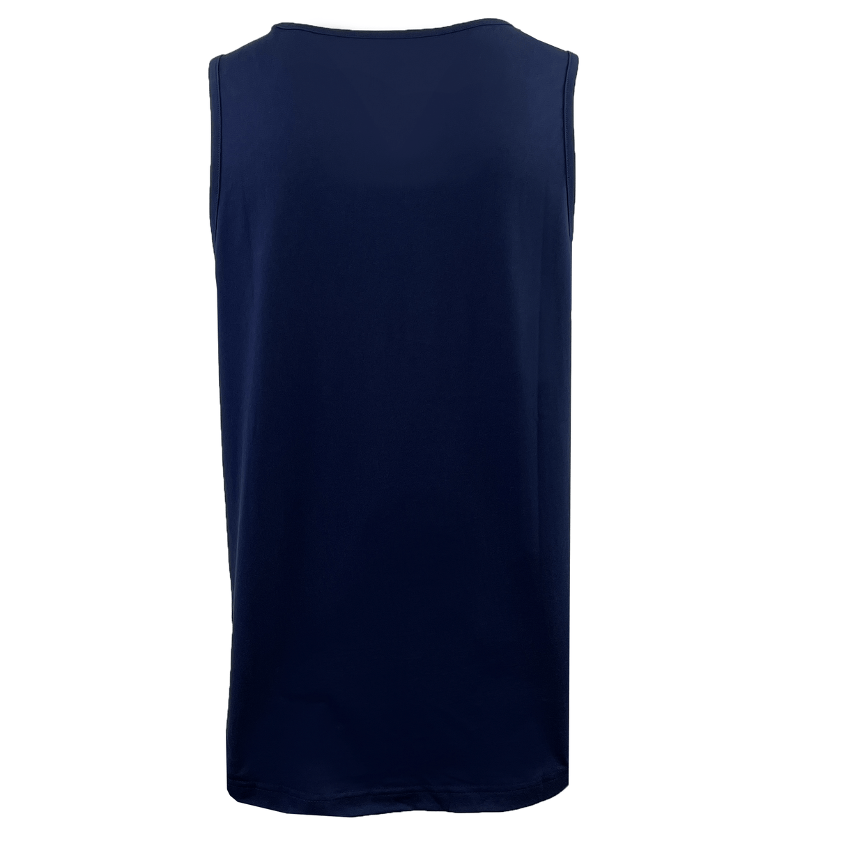 Displayed with the back facing forward, this Canterbury Radial CCC Logo Singlet in plain navy blue showcases a design reminiscent of the vibrant hues of Shaded Spruce.