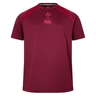 The Ireland 25/26 Autumn Internationals Elite Training Tee by Canterbury is a maroon short-sleeve top with darker red shoulders, featuring the IRFU logo, Canterbury branding, and Vapodri tech for comfort.