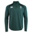 The Ireland 25/26 Elite First Layer 1/4 Zip by Canterbury is a dark green long-sleeve pullover with a quarter zip, featuring the Canterbury logo and IRFU emblem on the chest.