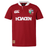 Discover the timeless elegance of the British & Irish Lions 2025 Classic Jersey by Canterbury: a stunning red dahlia rugby top featuring a white collar, adorned with the Canterbury logo, Howden sponsor, and the iconic British & Irish Lions crest.