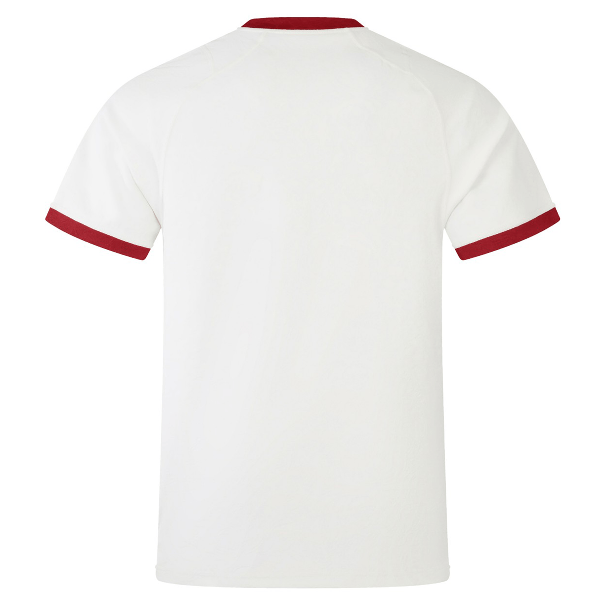 The British & Irish Lions 2025 Training Jersey by Canterbury boasts a traditional white design with red collar and sleeve cuffs, making it ideal for demonstrating your support for the team. From the back view, it emphasizes a sporty yet chic look.