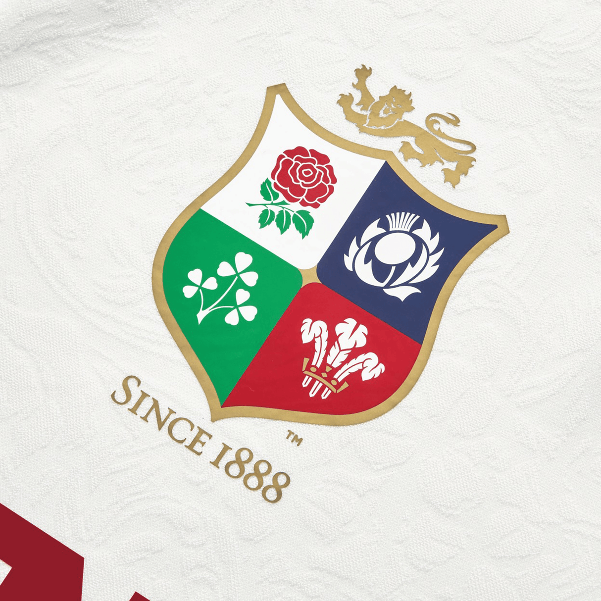 The British & Irish Lions 2025 Training Jersey by Canterbury proudly features the team crest, which includes a lion alongside emblems of a rose, thistle, shamrock, and leek. The design is completed with ergonomically placed panels and the iconic "Since 1888" inscription below.