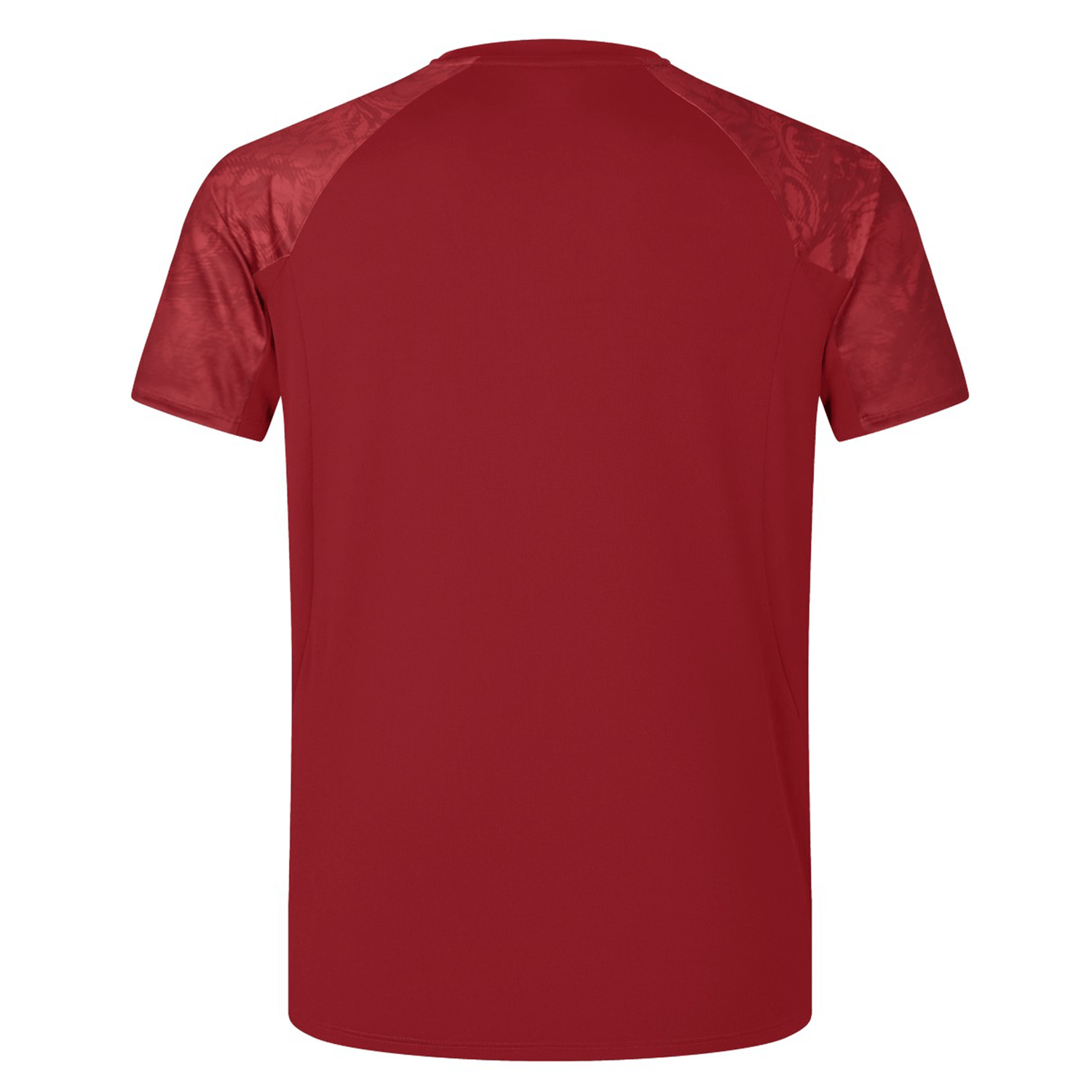A British & Irish Lions 25 Superlight Training Tee by Canterbury, featuring a red short-sleeved design with darker red shoulders, shown from the back.