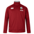 A British & Irish Lions 2025 1/4 Zip Fleece by Canterbury in red, showcasing logos on the chest including the iconic British & Irish Lions emblem and the word "Haven.
