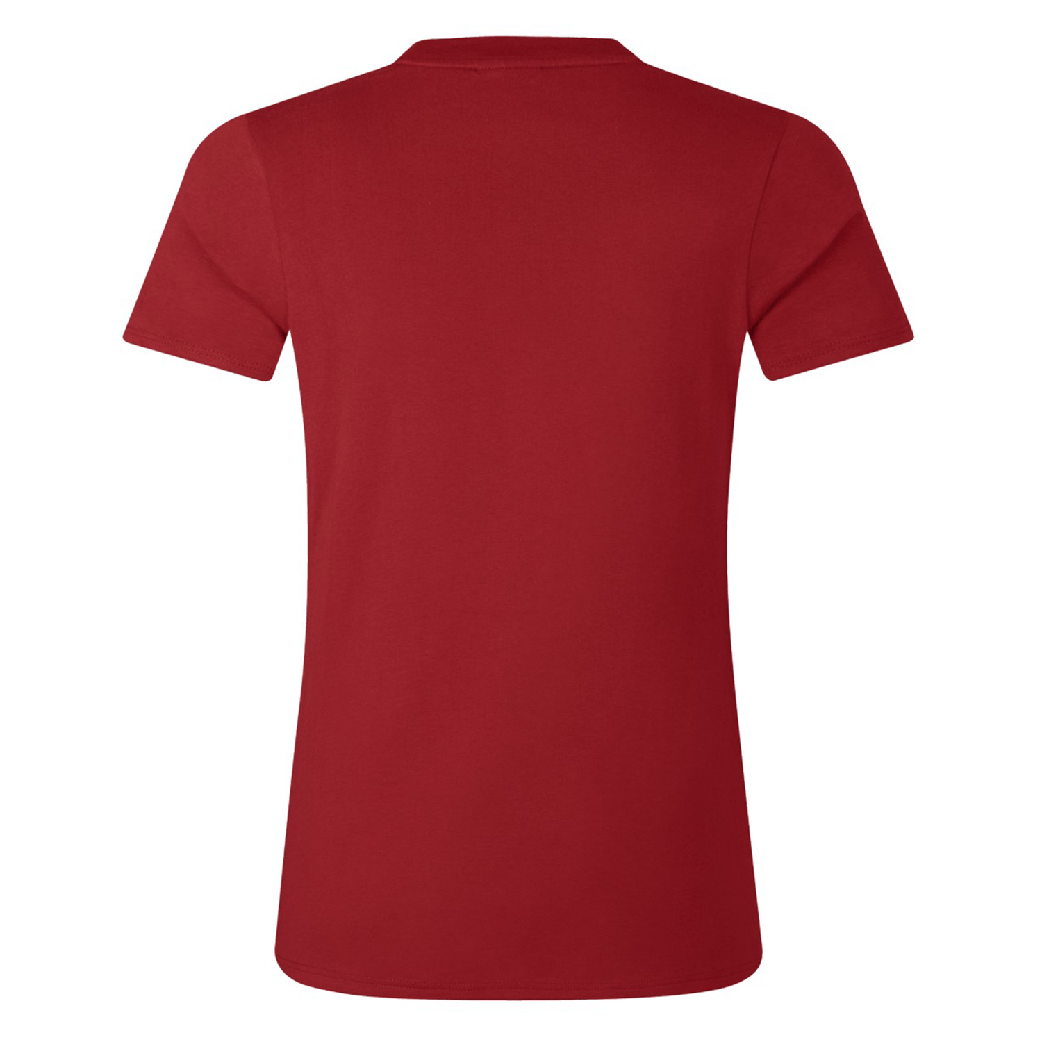 The Women's British & Irish Lions 25 Cotton Jersey Tee by Canterbury, a plain red t-shirt crafted from organic cotton, is shown from the back against a white background and is ideal for any rugby supporter.