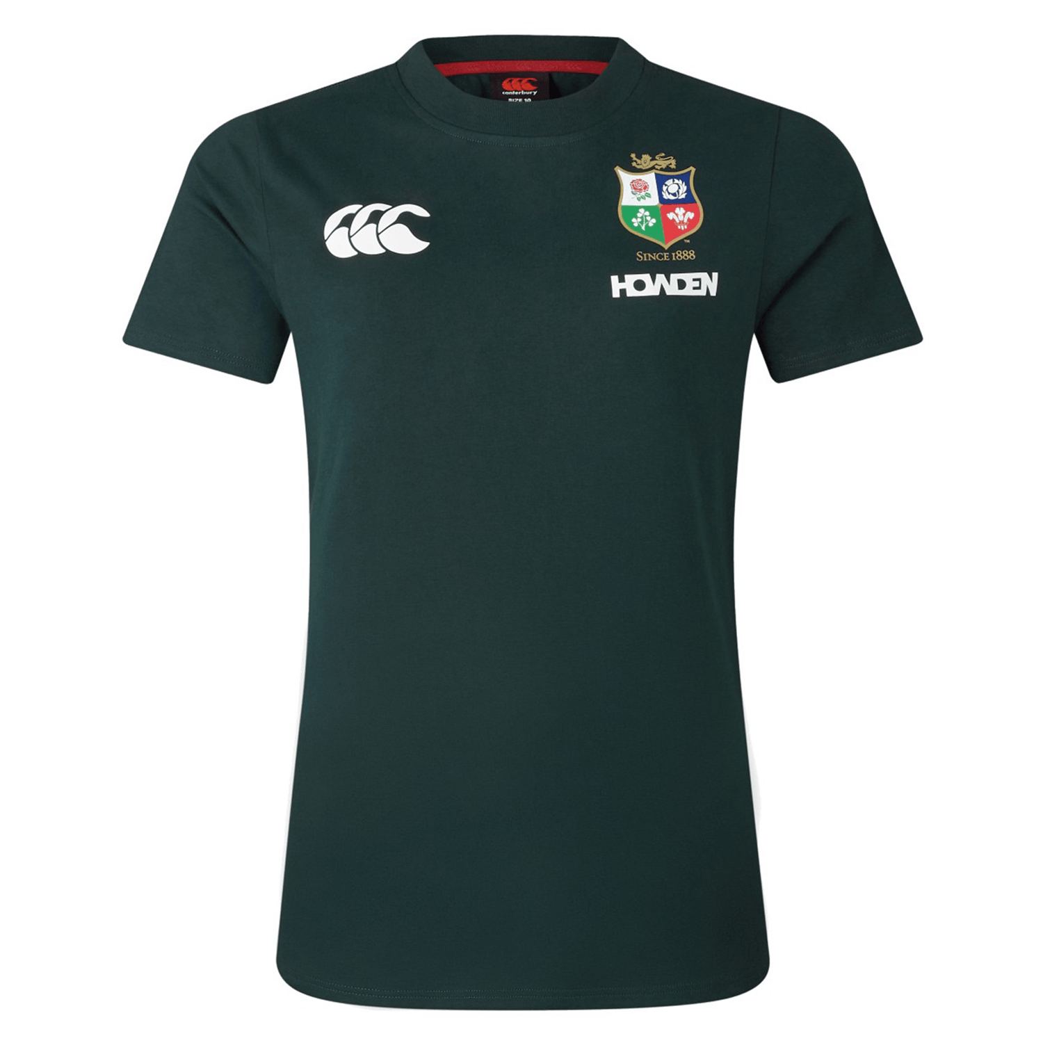A classic choice for any devoted rugby fan, the Women's British & Irish Lions 25 Cotton Jersey Tee by Canterbury is a deep green jersey made from organic cotton, embellished with white logos and a vibrant crest, featuring the text "Since 1888.