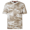 Desert Taupe camo tee by Canterbury, complete with a crisp white collar, showcasing the iconic British & Irish Lions 2025 logo on the chest.