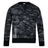 The Canterbury Force Crew Sweatshirt features a black and gray camouflage print, long sleeves, a round neckline, and a small graphic patch near the bottom hem.