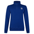 The Canterbury Sport Dept 1/4 Zip Pullover by Canterbury showcases a blue long-sleeve with rib-knit cuffs and a quarter-zip front, completed with a small white circular logo on the chest for a sleek touch.