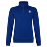 The Canterbury Sport Dept 1/4 Zip Pullover by Canterbury showcases a blue long-sleeve with rib-knit cuffs and a quarter-zip front, completed with a small white circular logo on the chest for a sleek touch.
