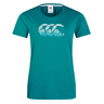 Women's Canterbury Fundamental T-Shirt in teal with bold white CCC branding and Canterbury text on the front.