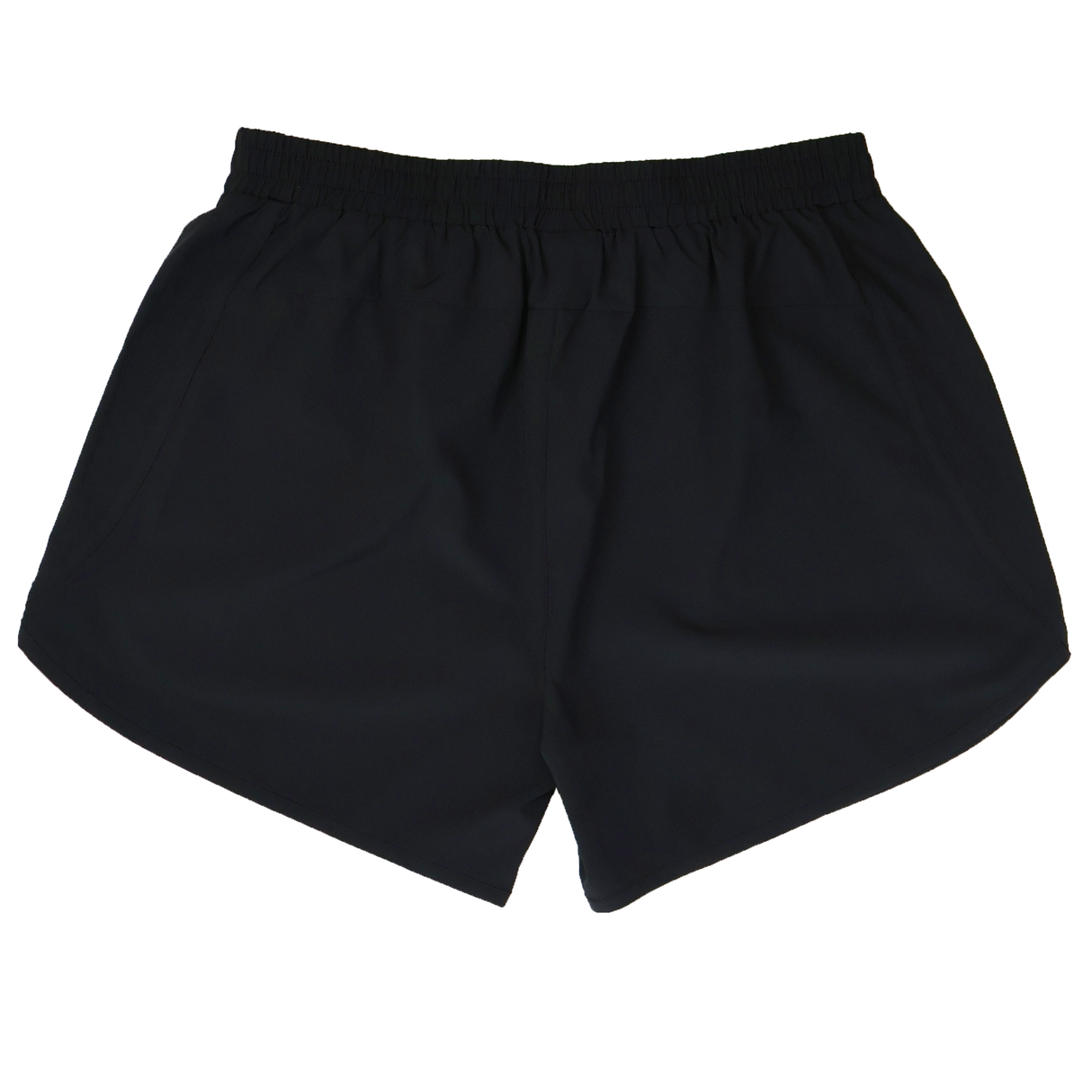 The Canterbury Women's Tempo+ 5" Training Shorts are black, feature an elastic waistband, and are shown laid flat on a white background. These moisture-wicking shorts are ideal for workouts and active days.