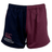 The Canterbury of New Zealand 3" Harlequin Short boasts a striking split color design with one side in navy blue and the other in maroon. It features the iconic Canterbury logo and text, making it perfect for men's workout sessions.