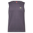 Canterbury’s Tempo+ Training Tank is a sleeveless, dark gray top with a small yellow logo on the left chest and an athletic fit for comfortable workouts.
