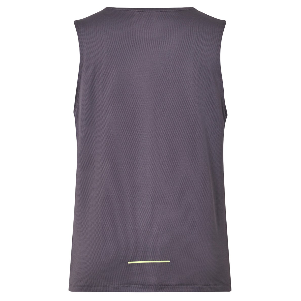 Back view of the Canterbury Tempo+ Training Tank in dark gray, showcasing an athletic fit and a small horizontal reflective strip near the bottom.