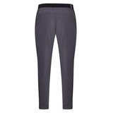 Back view of Canterbury Everest Woven Pants by Canterbury in gray, featuring a black elastic waistband and side pockets, shown against a white background.