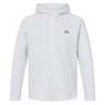 The Everest Training Full-Zip Hoodie by Canterbury is a lightweight white athletic hoodie with long sleeves, a subtle textured pattern, and a small gold Canterbury logo on the left chest.