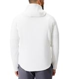 A man is shown from the back, wearing the Canterbury Everest Training Full-Zip Hoodie in white with gray pants against a plain white background.