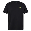 The Everest Training Tee by Canterbury is a plain black short-sleeve rugby training shirt featuring a small yellow Canterbury logo on the upper left chest, designed for a comfortable performance fit.