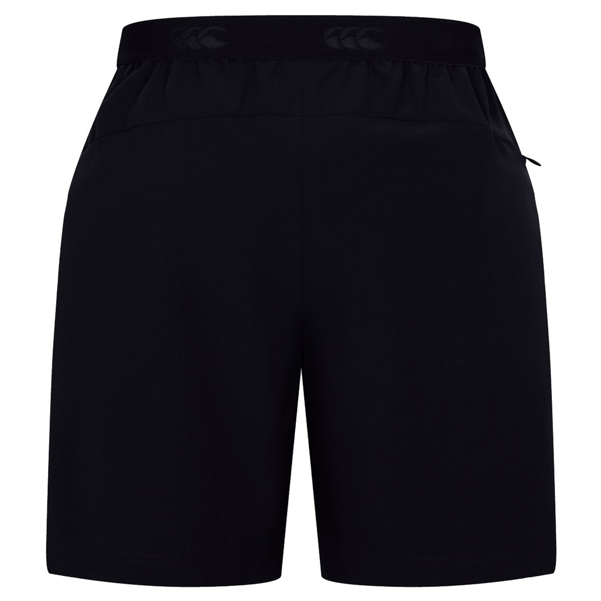 The Canterbury Tempo+ 7" Training Short is shown from the back, with an elastic waistband and a subtle brand logo near the top.
