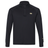 The Canterbury Tempo+ 1/4 Zip Training Top features a black design with long sleeves, a quarter-zip collar, and a gold chest logo—ideal as a stylish rugby training top.