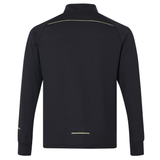 The Canterbury Tempo+ 1/4 Zip Training Top is shown from the back in black, with subtle gold accent lines across the upper back, lower back, and left sleeve.