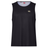 The Tempo+ Singlet by Canterbury is a sleeveless black rugby training top with a small white chest logo. Made from moisture-wicking fabric, this Canterbury singlet is shown on a plain white background.