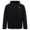 The Canterbury Tempo+ Full-Zip Hoodie is a black, lightweight stretch hoodie with a small gold Canterbury logo on the left chest, shown against a plain white background.