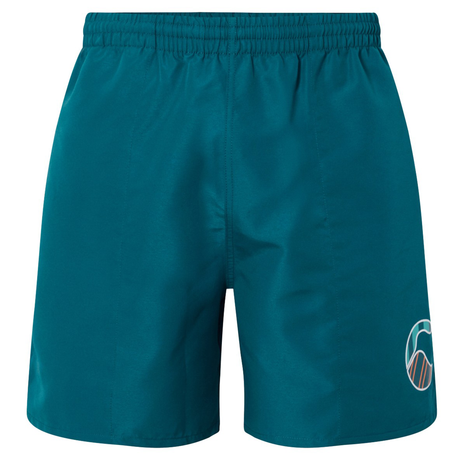 Canterbury Uglies Logo Tactic Shorts in teal, featuring an elastic waistband and a small multicolored logo on the lower left leg.