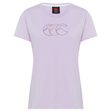 The Women's Fundamentals CCC Logo T-Shirt by Canterbury features a light purple, short-sleeve design with a minimalist triple-“C” logo on the chest and brand plus size details on the neck tag—perfect for women's sportswear.