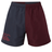 The Canterbury Fundamental Harletic 3" Shorts feature an elastic waistband, dark navy left and maroon right panels, plus a maroon logo on the left leg—perfect for training or casual wear.