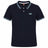 The Canterbury Solid Dye Polo by Canterbury is a navy blue, short-sleeve shirt featuring a collar with three buttons, white and blue trim, and the Canterbury logo on the left chest. Inspired by rugby style, this polo adds an athletic touch to your everyday wardrobe.