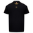 The Canterbury Tempo+ Drill Top is a black short-sleeve rugby shirt featuring a gold chest logo and gold shoulder stitching, shown on a plain white background.
