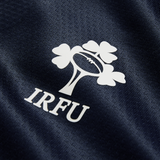 Close-up of the IRFU logo with rugby ball and shamrock on Canterbury’s Ireland 26/27 Summer Tour "Indigo" Training Test Jersey, part of the latest collection.