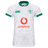 The Women's Ireland 25/26 Alternate Pro Jersey by Canterbury is a white rugby jersey with green accents, featuring the IRFU logo, Canterbury branding, and a red Vodafone sponsor on the front.