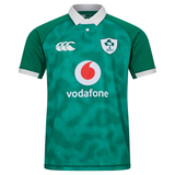 The Ireland 25/26 Home Pro Jersey by Canterbury features the iconic white collar and official logos—an authentic Irish Rugby jersey by Canterbury, ideal for dedicated fans and collectors.