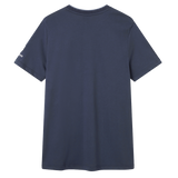 The Ireland 26/27 Summer Tour Team Cotton T-Shirt by Canterbury is displayed from the back in plain navy blue, featuring a small white Canterbury logo on the left sleeve.
