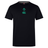 The Ireland 25/26 Team Cotton Tee by Canterbury is a plain black short-sleeve rugby shirt with the IRFU and Canterbury logos in green on the chest.