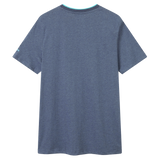 The Ireland 26/27 Summer Tour Team Cotton T-Shirt by Canterbury is shown from the back in heather blue on a white background—ideal for fans supporting the tour.