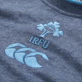 Show your support with the Ireland 26/27 Summer Tour Team Cotton T-Shirt by Canterbury, featuring embroidered IRFU text, a shamrock emblem, and three wave detail—ideal for any Ireland Rugby fan.