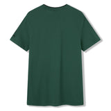 The Ireland 26 Team Cotton T-shirt by Canterbury, a dark green short-sleeve shirt inspired by classic Ireland rugby t-shirts, is displayed from the back and laid flat on a white background.