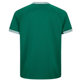 Ireland WRWC25 Replica Home Jersey by Canterbury, shown from the back in green, features patterned trim on the sleeve cuffs and collar, inspired by classic Ireland rugby style.